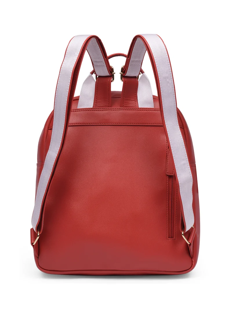 globus  Globus Women Red Vegan Leather Textured Medium Backpack With Up To 13 Inch Laptop Size  | Best Price UAE